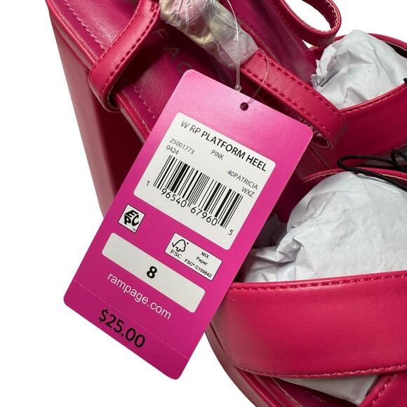 Rampage Open Toe Ankle Strap Patricia Platform Block Heel Sandals Size 8 Pink - Picture 9 of 15